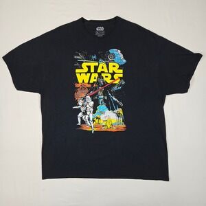 Star Wars Retro Pop Culture Graphic Tee 2XL Movie Fandom Darth Vader Black Shirt